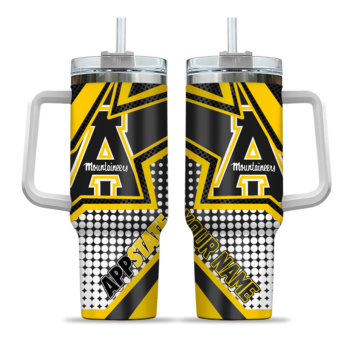 customized appalachian state mountaineers arrow burst black curved tumbler best selling.webp