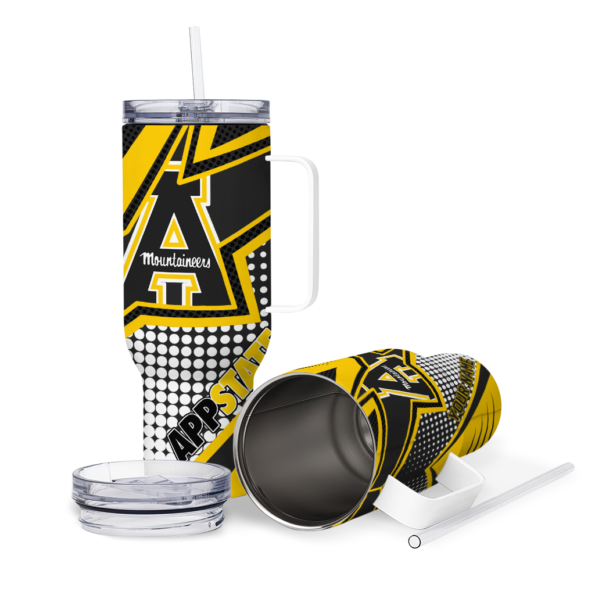 customized appalachian state mountaineers arrow burst black curved tumbler high quality.webp