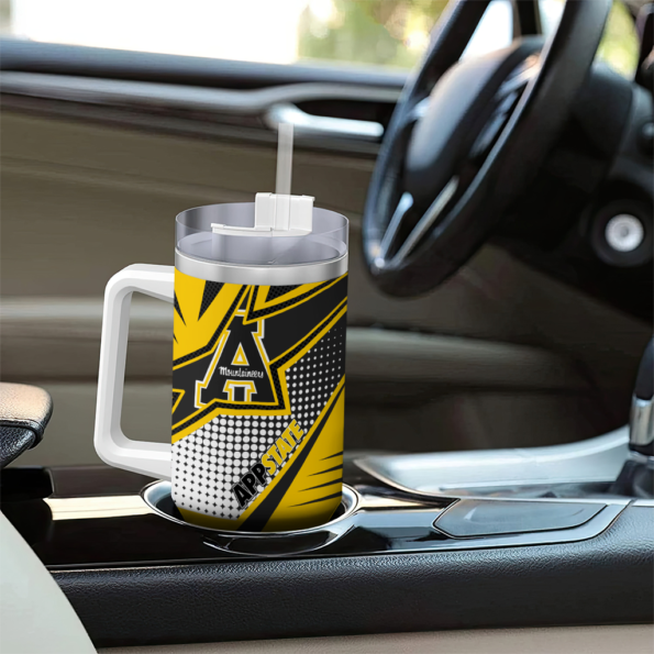 customized appalachian state mountaineers arrow burst black curved tumbler trendy.webp
