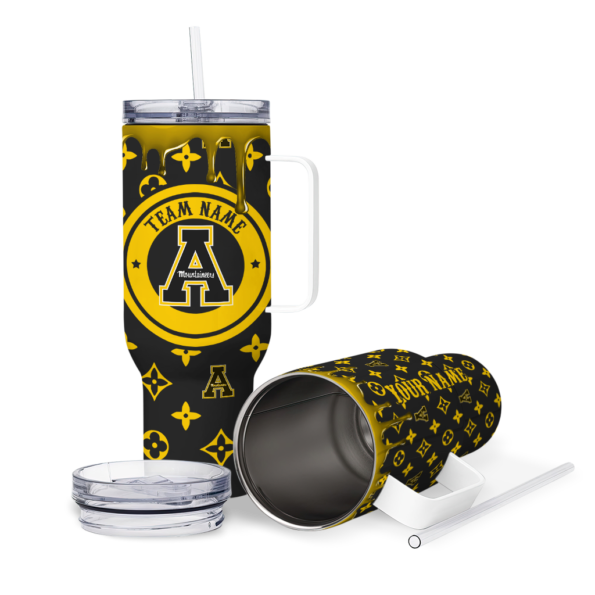 customized appalachian state mountaineers bullseye drips black curved tumbler high quality.webp