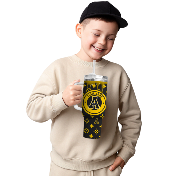 customized appalachian state mountaineers bullseye drips black curved tumbler latest model.webp