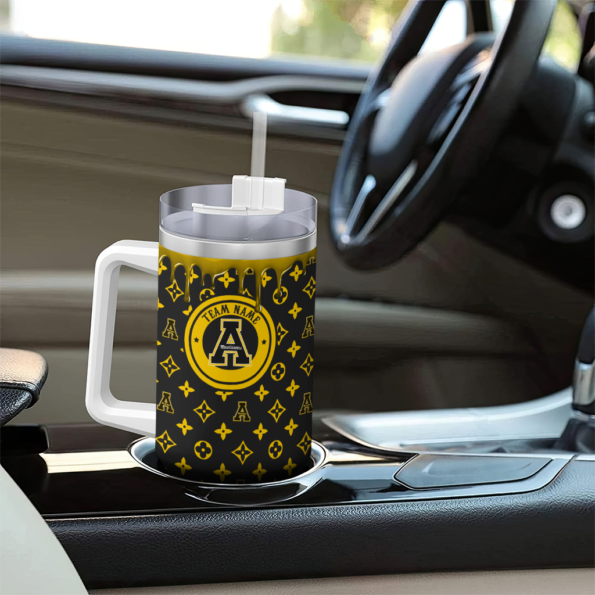 customized appalachian state mountaineers bullseye drips black curved tumbler trendy.webp