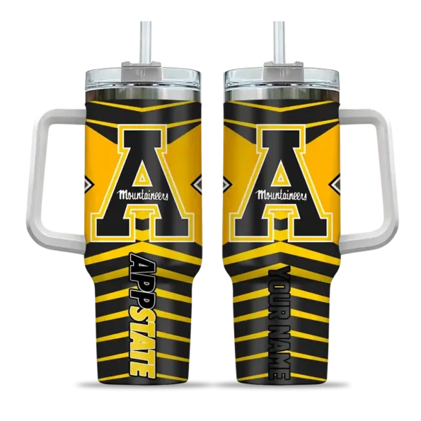 customized appalachian state mountaineers chevron layers black curved tumbler best selling.webp