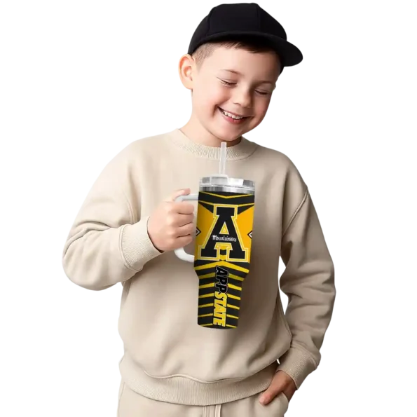 customized appalachian state mountaineers chevron layers black curved tumbler latest model.webp