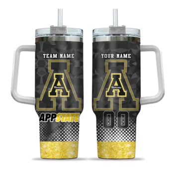 customized appalachian state mountaineers geometric prism black curved tumbler best selling.webp