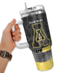 customized appalachian state mountaineers geometric prism black curved tumbler best selling.webp
