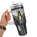 customized appalachian state mountaineers leopard zipper black curved tumbler best selling.webp