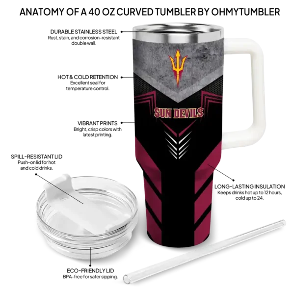customized arizona state sun devils arrow armor maroon black curved tumbler new arrival.webp