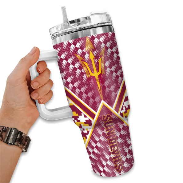 customized arizona state sun devils chevron angle maroon curved tumbler fashion forward.webp