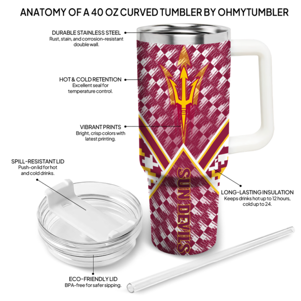 customized arizona state sun devils chevron angle maroon curved tumbler new arrival.webp