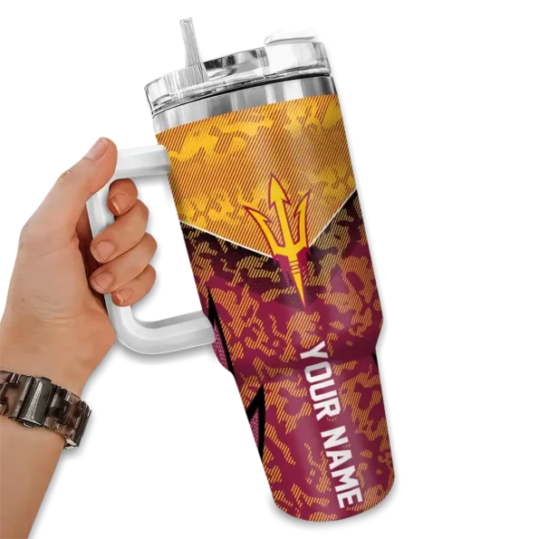 customized arizona state sun devils chevron stripe maroon curved tumbler fashion forward.webp