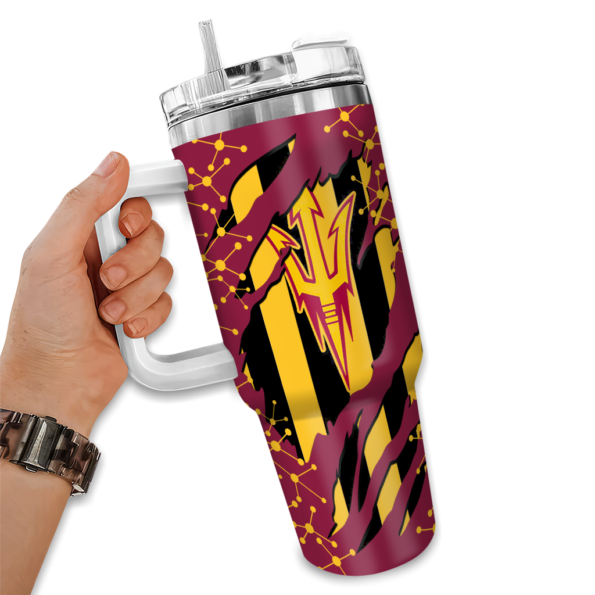 customized arizona state sun devils claw cut maroon black curved tumbler fashion forward.webp