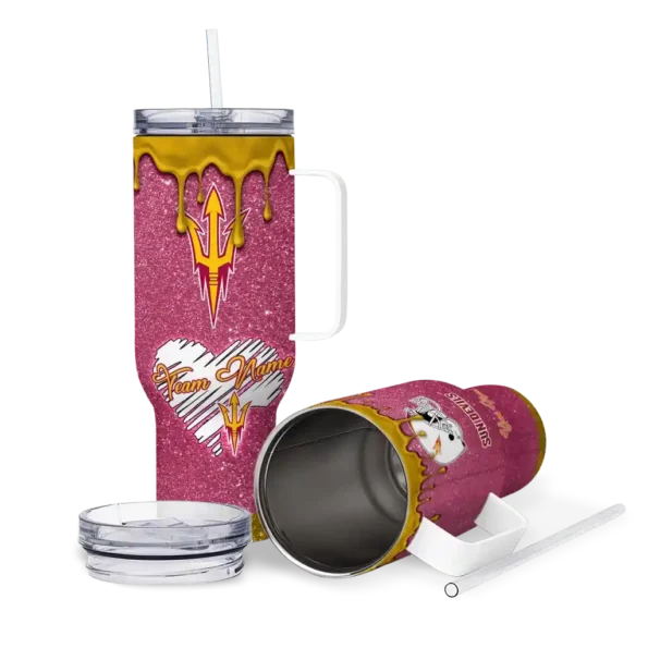 customized arizona state sun devils heart helmet motif maroon curved tumbler high quality.webp
