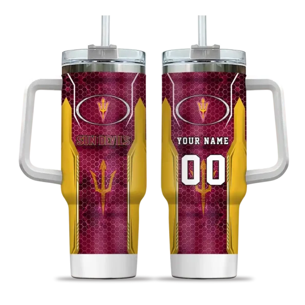 customized arizona state sun devils hexagon armor maroon curved tumbler best selling.webp