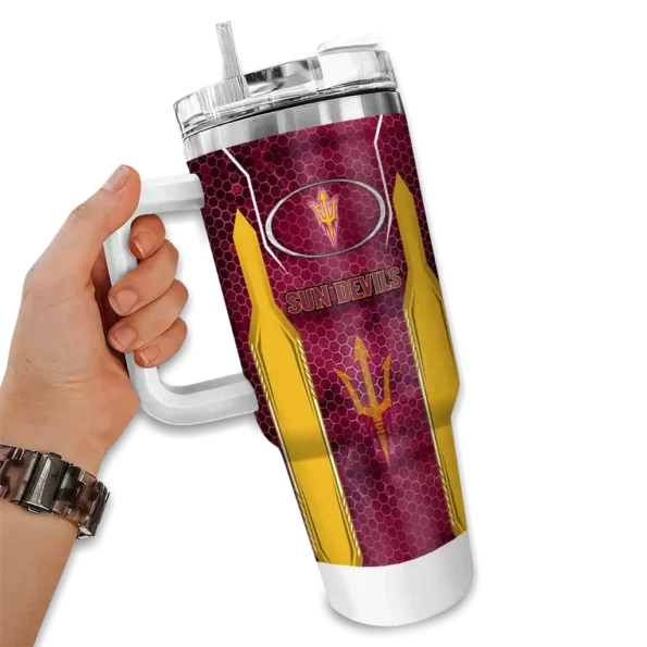 customized arizona state sun devils hexagon armor maroon curved tumbler fashion forward.webp