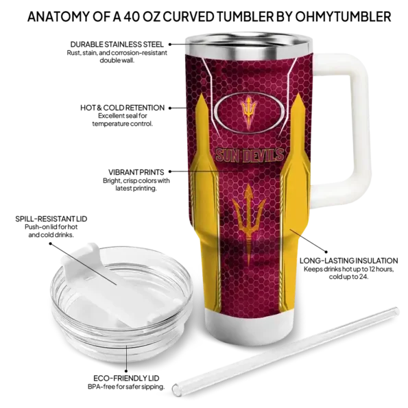 customized arizona state sun devils hexagon armor maroon curved tumbler new arrival.webp