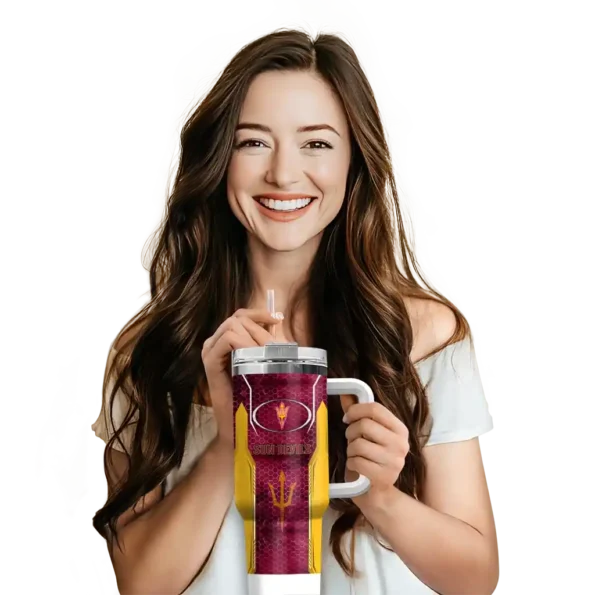 customized arizona state sun devils hexagon armor maroon curved tumbler premium grade.webp