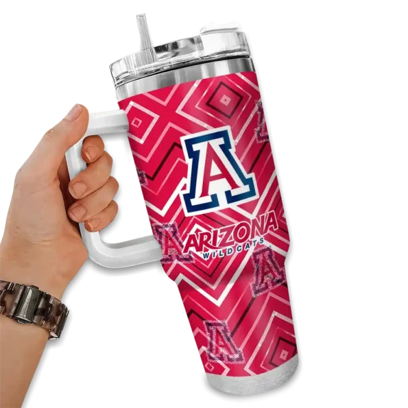 customized arizona wildcats bold diamonds red curved tumbler fashion forward.webp