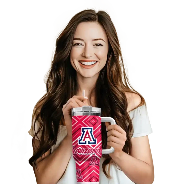 customized arizona wildcats bold diamonds red curved tumbler premium grade.webp