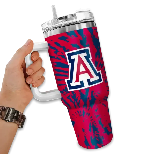 customized arizona wildcats burst swirl red curved tumbler fashion forward.webp