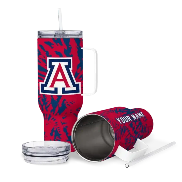 customized arizona wildcats burst swirl red curved tumbler high quality.webp
