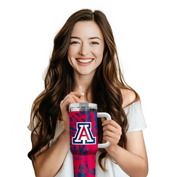 customized arizona wildcats burst swirl red curved tumbler premium grade.webp