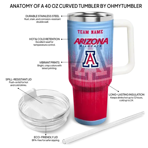 customized arizona wildcats gradient dots red curved tumbler new arrival.webp