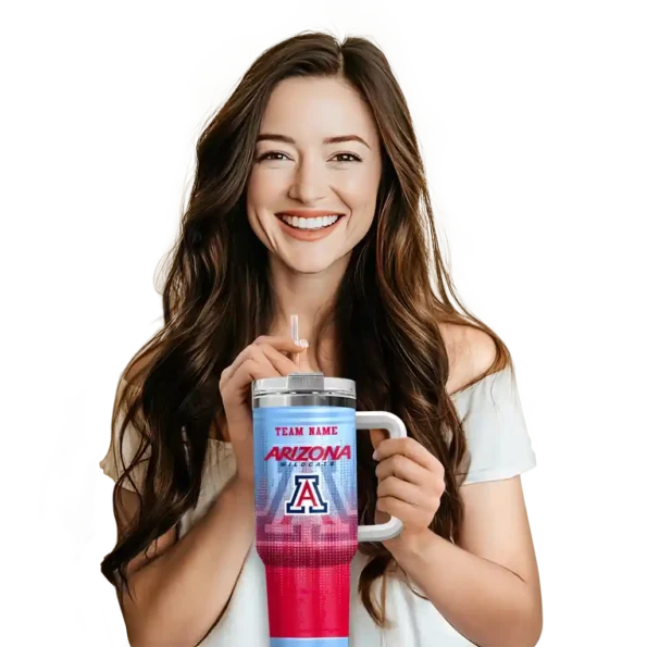 customized arizona wildcats gradient dots red curved tumbler premium grade.webp