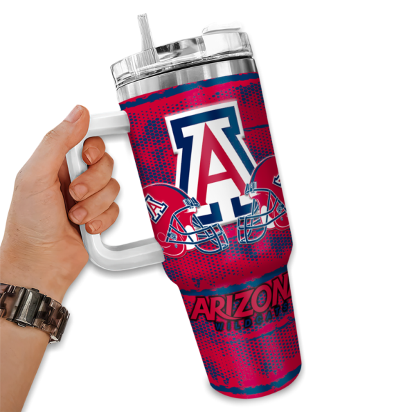 customized arizona wildcats honey streaks red curved tumbler fashion forward.webp