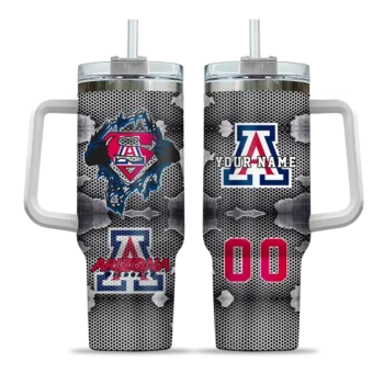 customized arizona wildcats superman shield red gray curved tumbler best selling.webp