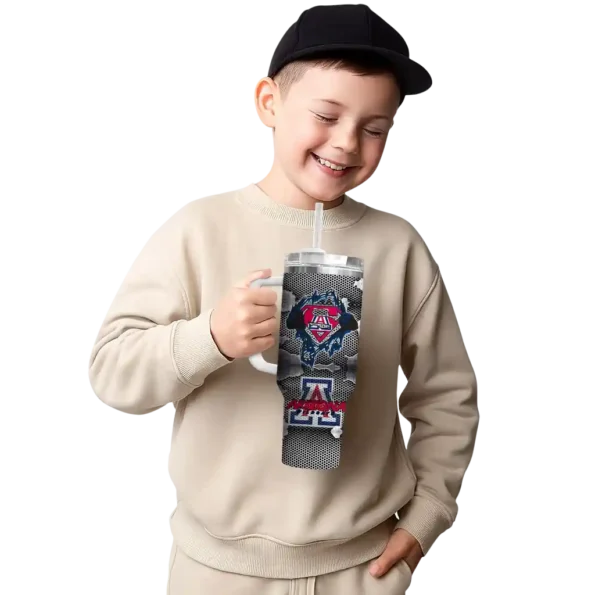 customized arizona wildcats superman shield red gray curved tumbler latest model.webp