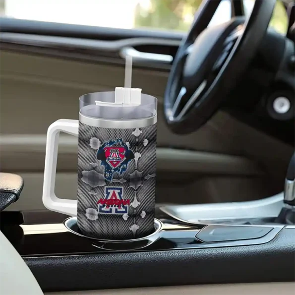 customized arizona wildcats superman shield red gray curved tumbler trendy.webp