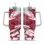 customized arkansas razorbacks abstract paths red curved tumbler best selling.webp