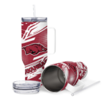 customized arkansas razorbacks abstract paths red curved tumbler best selling.webp