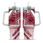 customized arkansas razorbacks arrow burst red curved tumbler best selling.webp