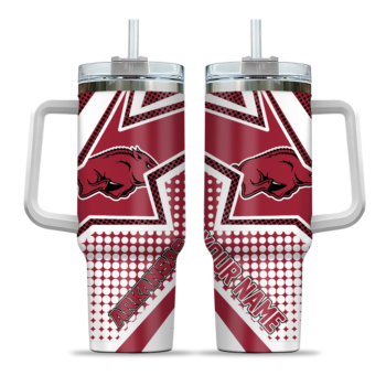 customized arkansas razorbacks arrow burst red curved tumbler best selling.webp