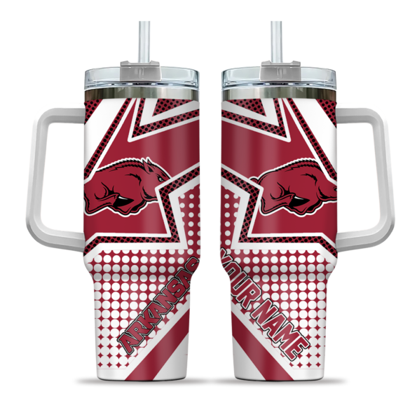 customized arkansas razorbacks arrow burst red curved tumbler best selling.webp