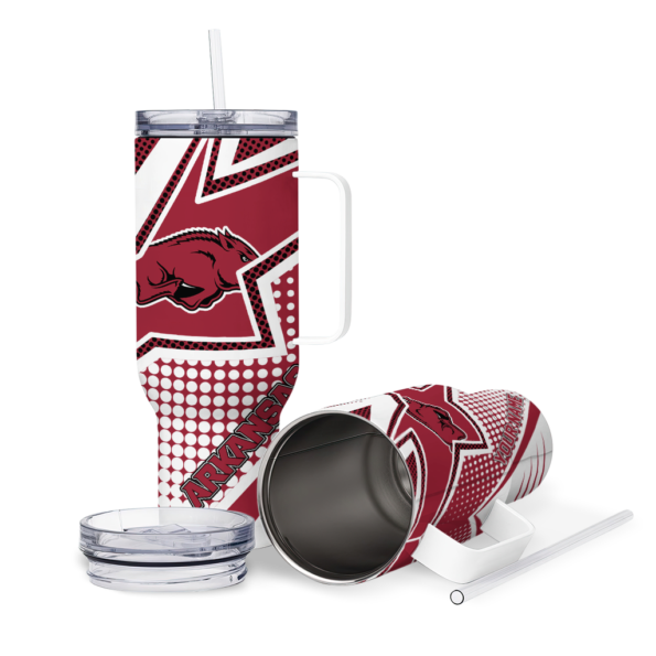 customized arkansas razorbacks arrow burst red curved tumbler high quality.webp