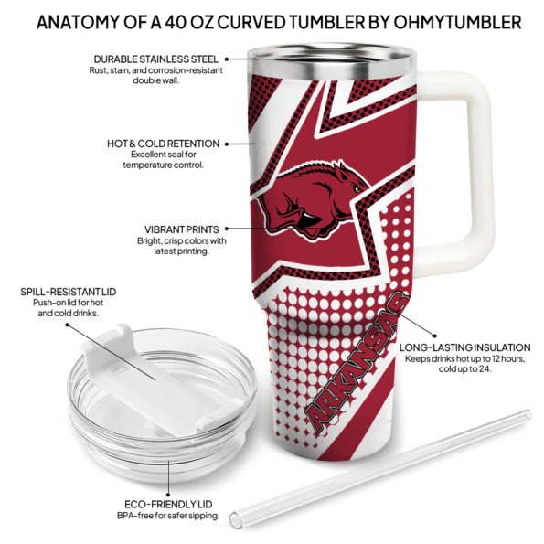customized arkansas razorbacks arrow burst red curved tumbler new arrival.webp