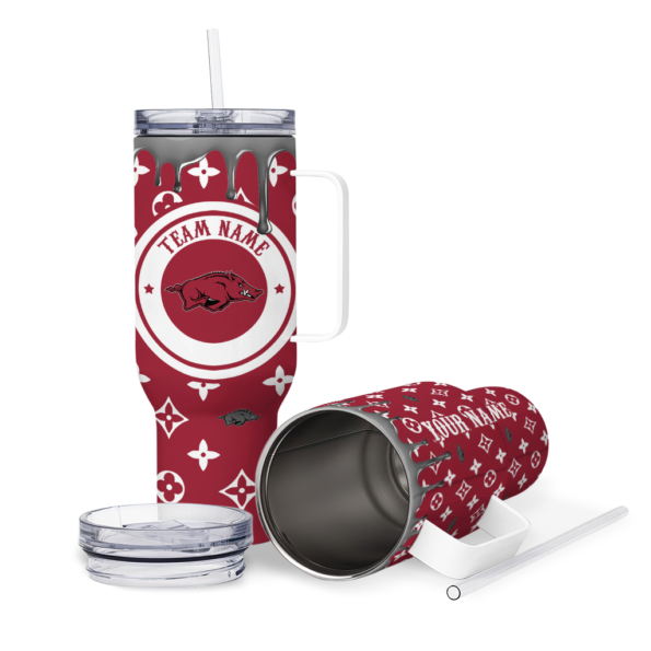 customized arkansas razorbacks bullseye drips red curved tumbler high quality.webp