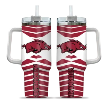 customized arkansas razorbacks chevron layers red curved tumbler best selling.webp