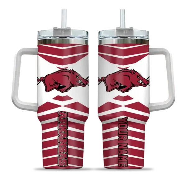 customized arkansas razorbacks chevron layers red curved tumbler best selling.webp