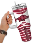 customized arkansas razorbacks chevron layers red curved tumbler best selling.webp