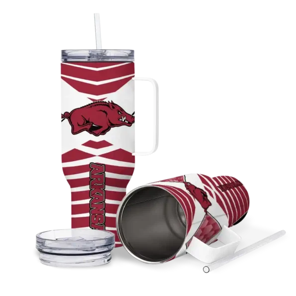 customized arkansas razorbacks chevron layers red curved tumbler high quality.webp
