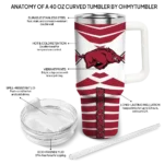 customized arkansas razorbacks chevron layers red curved tumbler best selling.webp