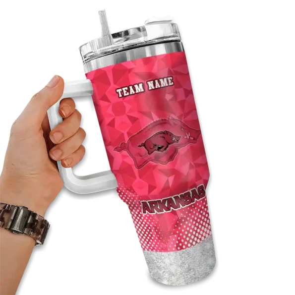customized arkansas razorbacks geometric prism red curved tumbler fashion forward.webp