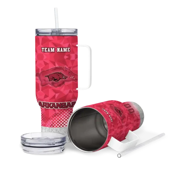 customized arkansas razorbacks geometric prism red curved tumbler high quality.webp