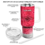 customized arkansas razorbacks geometric prism red curved tumbler best selling.webp