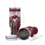 customized arkansas razorbacks leopard zipper red curved tumbler best selling.webp