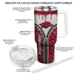 customized arkansas razorbacks leopard zipper red curved tumbler best selling.webp